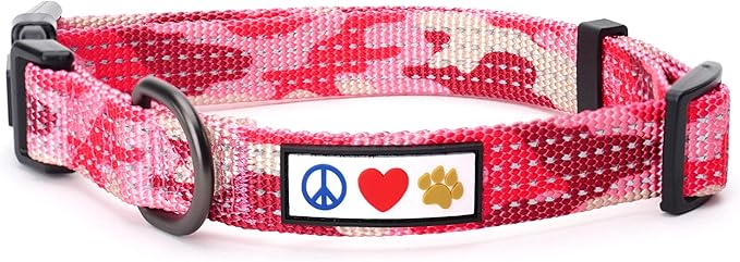 Pawtitas Reflective Camouflage Pink Puppy or Dog Collar, Large