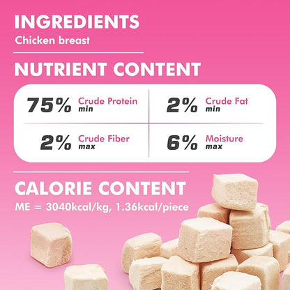 Puddonio Freeze Dried Cats & Dogs Raw Treats, All Natural Single Ingredient Chicken Breast, High Protein Healthy Pet Training Treats or Food Topper, 3.5 oz