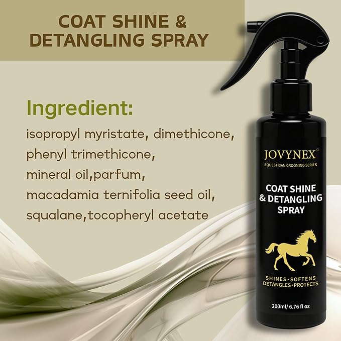 Mane and Tail Coat Detangler Spray, 6.76 Oz Horse Detangler Spray Dematting, Horse Dog Cat Pets Detangler Conditioner for Matted Hair, Brushable Coat, Knots & Tangles, Frizz Control, Radiant Shine