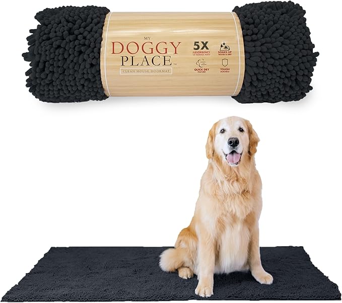 My Doggy Place Dog Mud Mat, 60" x 36" Charcoal – Thick Microfiber Entry Rug for Snow, Mud & Salt – Absorbent, Quick-Dry, Washer-Safe & Non-Slip, X-Large