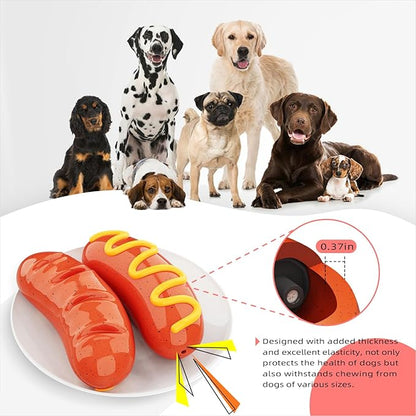 TLKNG Large Size Hotdog Squeaky Dog Toy for Medium/Large Dogs Breed Aggressive Chewers Durable Bouncy Squeak Toys