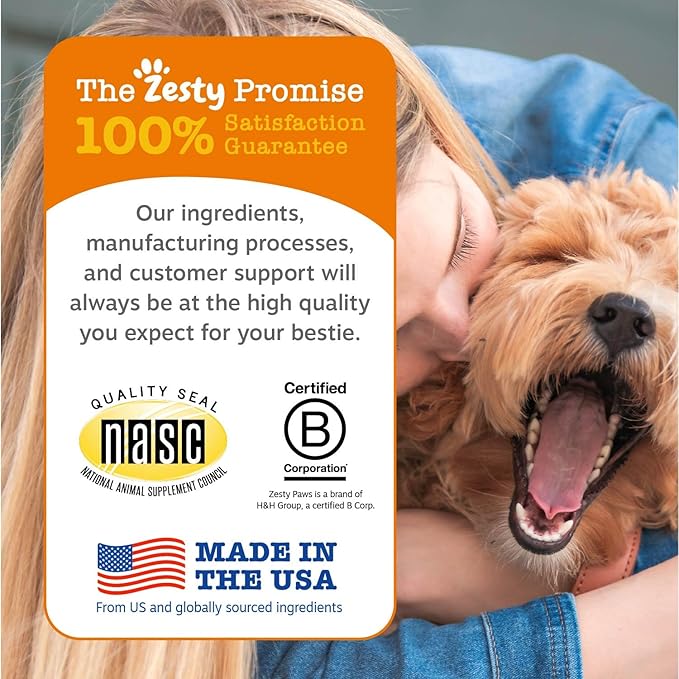 Zesty Paws Vet Strength Dog Allergy Relief Chews, Dog Probiotics for Itchy Skin and Ears, Smoked Cheese, 90ct