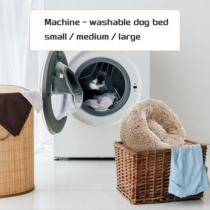 Comfort Donut Dog Bed for Small Dogs, Cat Bed & Pet Bed for Indoor Use, Medium Size with Soft Plush, Round Dog Beds for Large Dogs and Cats (Khaki, 20''Lx20''Wx8''Th)