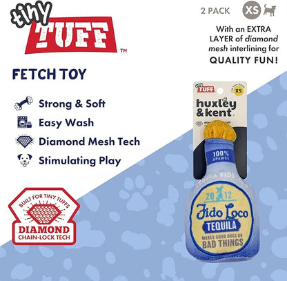 Huxley & Kent Funny Dog Toy w/Squeaker – Power Plush Squeaky Dog Toys for Small Dogs – Durable Small Stuffed Animal for Indoor Play & Fetch - Tiny Tuff Fido Loco