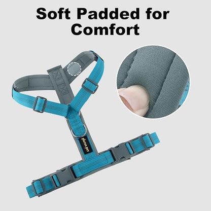 Plutus Pet No Pull Dog Harness, Adjustable Nylon Harness with Soft Padding, Reflective and Heavy Duty Dog Harness for Small, Medium, Large Dogs(Cyan, XL)