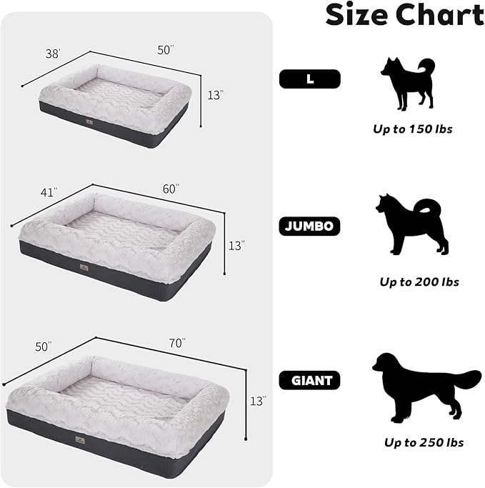 PetFun Memory Foam XL Dog Bed for XLarge Sized, Extra Large Orthopedic Dog Sofa with Sides and Waterproof Liner, Washable Bolster Pet Bed Couch with Removable Cover, 60x43x13 Inch, Beige