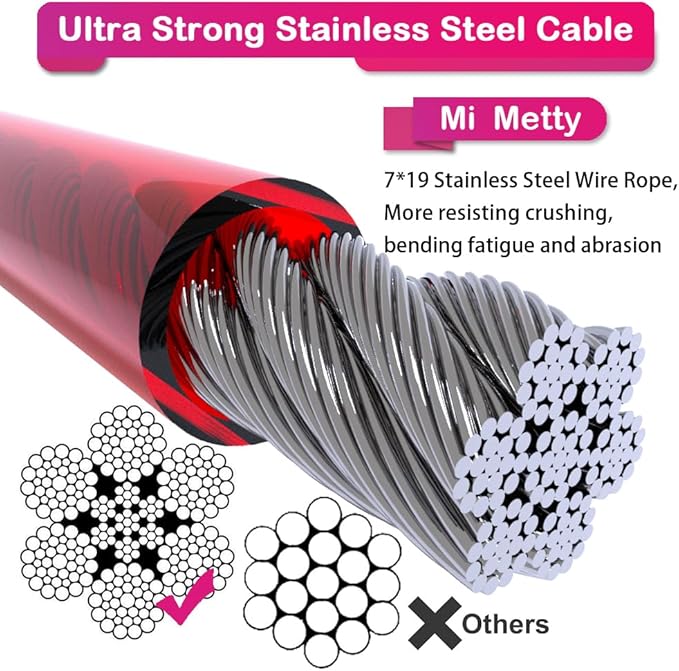 Tie Out Cable for Dogs,20FT Dog Leads,Heavy Duty Tie Out Cable for Large Dogs Up to 125lbs,Durable Dog Runner Tether Line for Outdoor,Yard