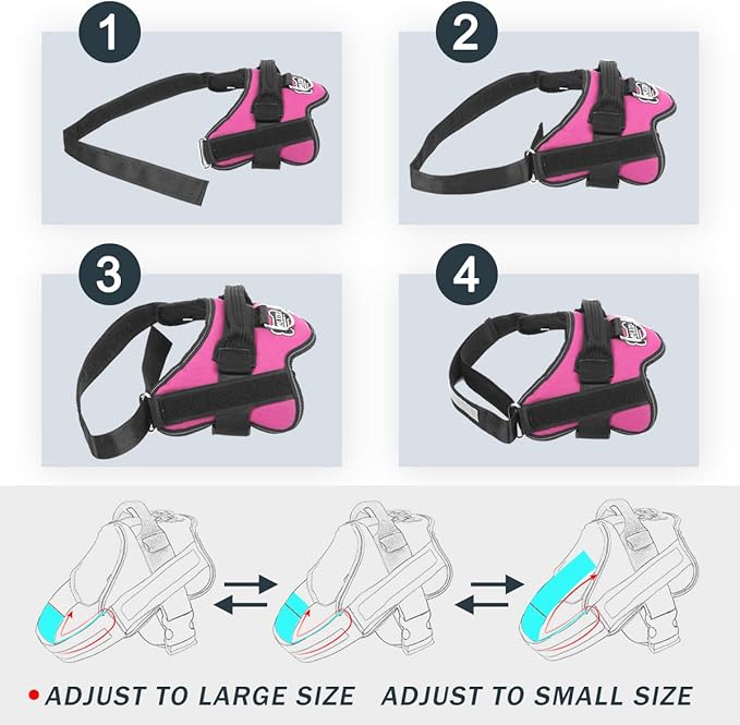 Bolux Dog Harness, No-Pull Reflective Dog Vest, Breathable Adjustable Pet Harness with Handle for Outdoor Walking - No More Pulling, Tugging or Choking (Rose red, L)