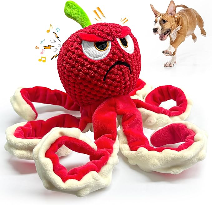 Jeefome Squeaky Dog Toys Octopus -Plush Stuffed Dog Chew Toys with Soft Fabric for Small Medium and Large Dogs,Interactive Tug of War Puppy Toys to Keep Them Busy