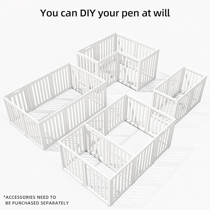 LoveTail Clear Dog Play Pen,Pet Playpen with Door,Easy to Clean and Install Puppy pens for Both Indoor and Outdoor use (White, 30.3" Height, 8PCS)