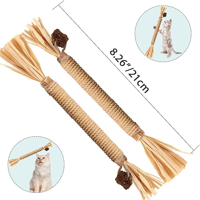 Leoezx Silvervine Sticks for Cats, Silver Rattan Stick Catnip Stick,Kitten Training Toy,Cats Chew Stick Indoor,Cat Interactive Toy,Tooth Cleaning for cat,Kitty Wooden Tooth Stick Cat Game