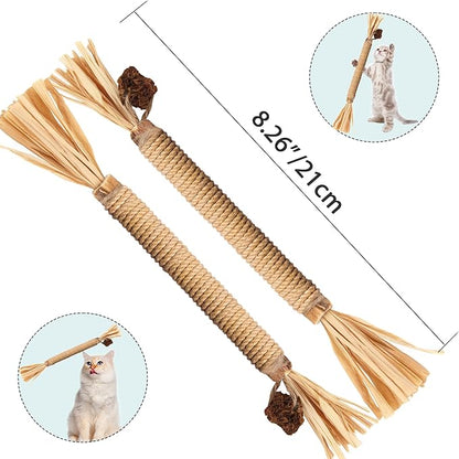 Leoezx Silvervine Sticks for Cats, Silver Rattan Stick Catnip Stick,Kitten Training Toy,Cats Chew Stick Indoor,Cat Interactive Toy,Tooth Cleaning for cat,Kitty Wooden Tooth Stick Cat Game