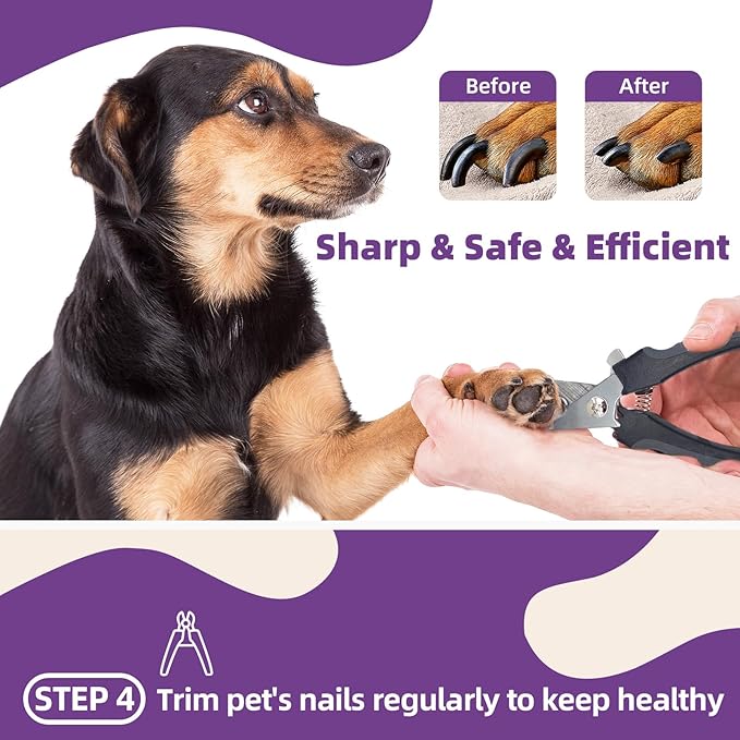 KUEIOX Dog Brush for Shedding, 7 PCS Dog Grooming Brush Kit Including Undercoat Rake, Slicker Brush, Dematting Comb, Nail Clipper, Bath Brush for Long & Short Haired Dogs, Cats - Purple