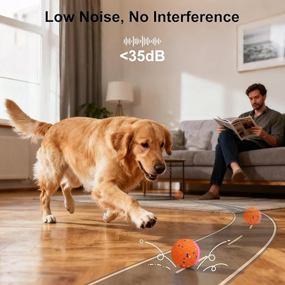 JEISOTHB Interactive Dog Toys Dog Ball, Durable E-TPU Material,3 Play Modes with Colorful Lights, Automatic Moving, Bouncing and Rotating for Medium and Large Dogs Indoor & Outdoor (Orange)