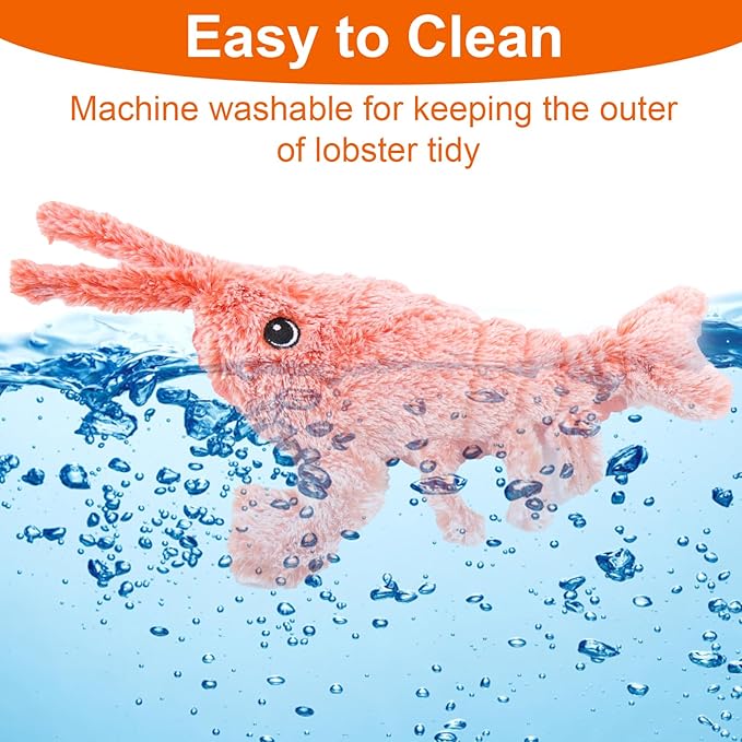 Mity Rain Interactive Lobster Dog Toy - Keeps Small, Medium & Large Dogs Busy Indoors & Outdoors - Rechargeable, Plush & Squeaky