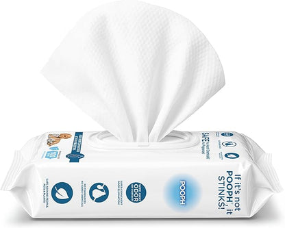 POOPH® Pure Wipes™ – 100 Count Pack – Gentle, Fast Odor-Elimination – NO Fragrances, NO Harsh Chemicals – Cleans Paws, Butt, Ears, Face, Fur – Perfect for Cars, Crates, All Surfaces