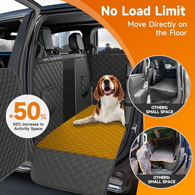 Sanqitara XL Dog Truck Seat Cover with Car Door Protector, for Trucks with Flip Up Rear Seats, Waterproof Full Coverage Dog Seat Cover for Full Size Crew Cab Trucks F150 F250