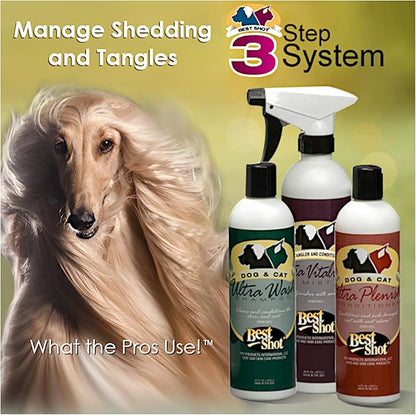 Best Shot Ultra Wash Shampoo with Pet Coat Release Technology, Coat and Skincare Product for Dogs, Horses, and Cats, Soap-Free, Quick-Rinsing, 16 Ounces Bottle