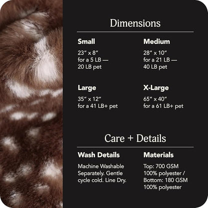 UnHide Floof Pet Bed - Small (23" x 8") - Extra Soft Dog Bed - Removable Faux Fur Cover - Machine Washable - Helps Ease Pet Anxiety & Provides The Perfect Sleep - Deer