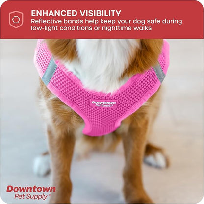Downtown Pet Supply Step-in Dog Harness – No Pull, Adjustable Padded Mesh with Reflective Trim, Secure Buckle Strap – Comfortable & Breathable Small Dog Harness, XX-Small, Pink