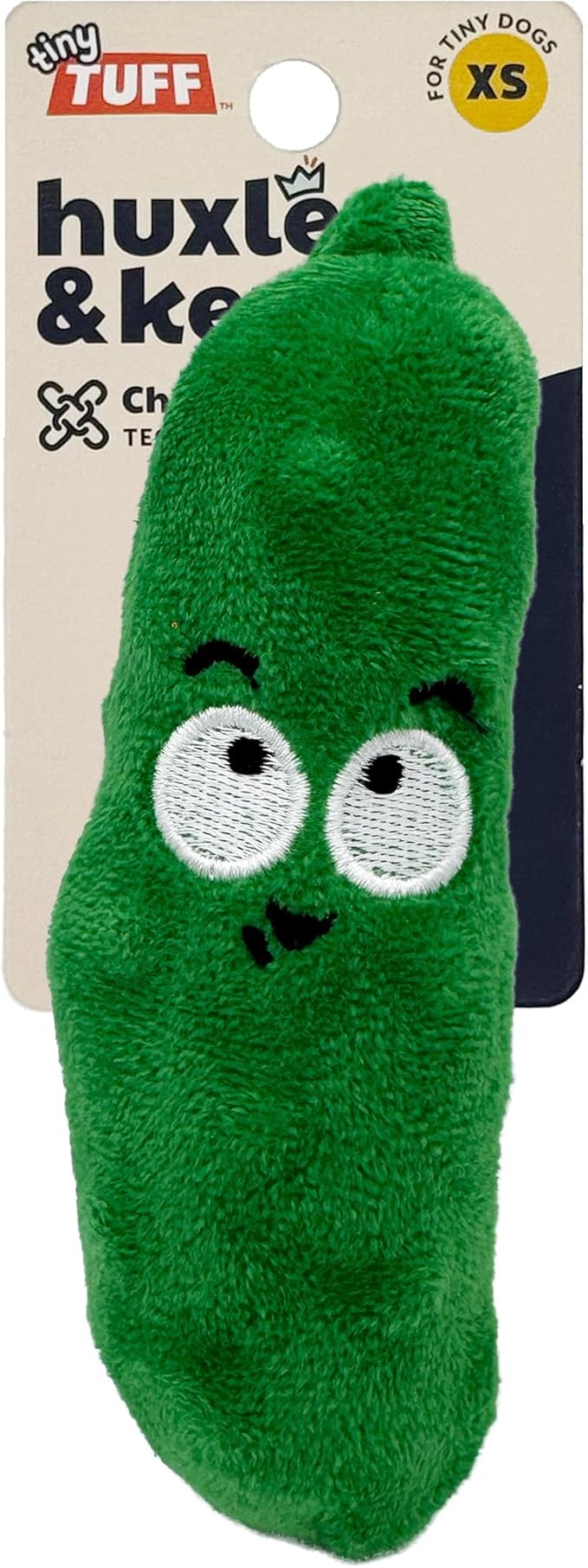 Huxley & Kent Funny Dog Toy w/Squeaker – Power Plush Squeaky Dog Toys for Small Dogs – Durable Small Stuffed Animal for Indoor Play & Fetch - Tiny Tuff Dell Pickle