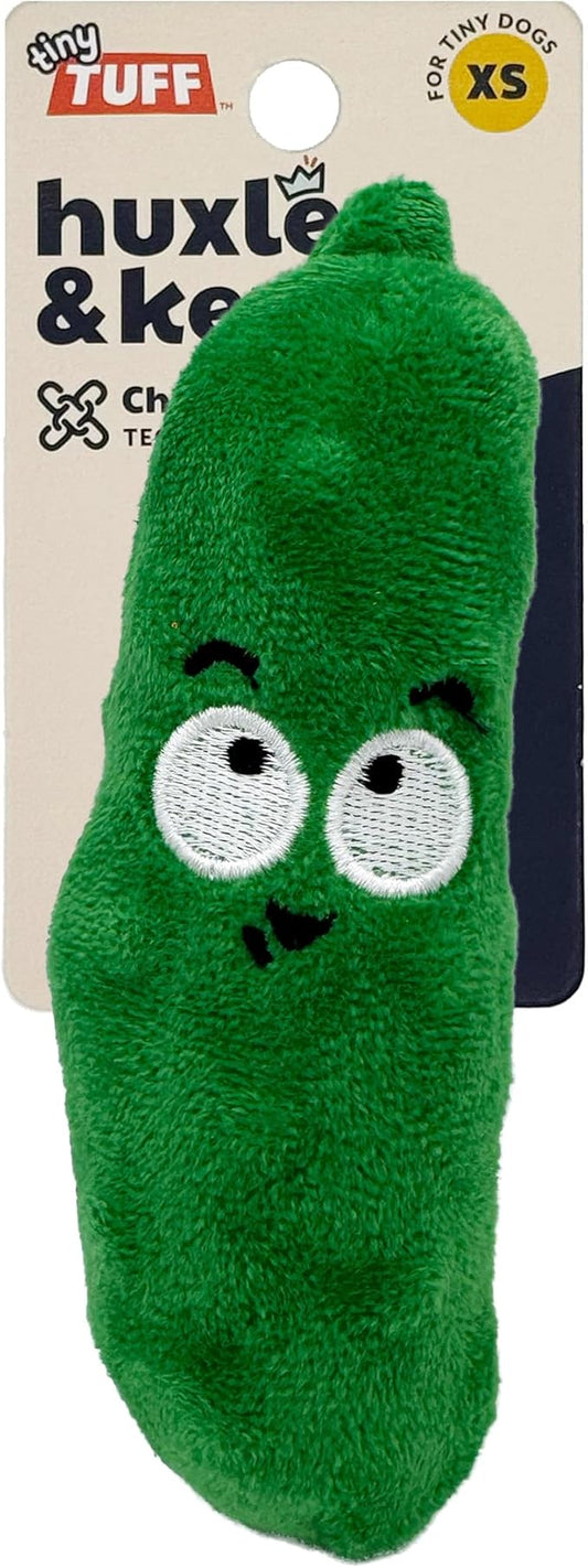 Huxley & Kent Funny Dog Toy w/Squeaker – Power Plush Squeaky Dog Toys for Small Dogs – Durable Small Stuffed Animal for Indoor Play & Fetch - Tiny Tuff Dell Pickle
