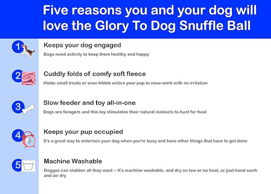 Glory To Dog Puppy and Small Breed Snuffle Interactive Foraging Dog Puzzle Ball Toy Blue