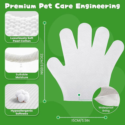 Pet Glove Wipes for Dogs & Cats,Shedding Control, Dander Removal & Paw Cleaning, Travel Essentials for Pets(20 Individual Pack)