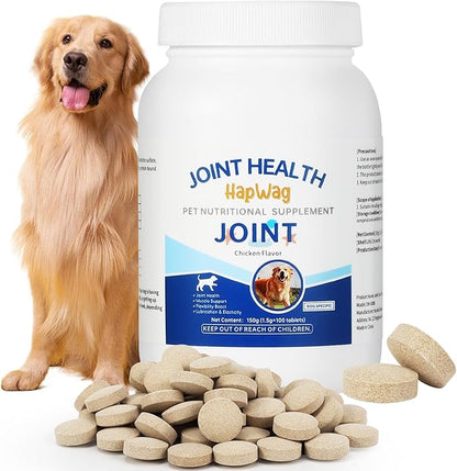 HAPWAG Hip and Joint Care Supplement with Glucosamine, Chondroitin, MSM for All Breeds and Ages Dogs - Chicken Flavor - 100 Chews