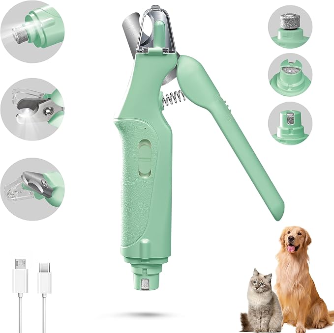 CATPICK 2-in-1 Cat Nail Clippers & Dog Nail Clippers Trimmers for Large Medium Small Dogs Cats Claw Trimmer Quick Sensor and Safety Guard USB Rechargeable with 2 LED Lights Dogs Nail Trimmer