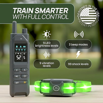 2-in-1 Dog Shock Collar with Remote & 360° LED Safety Lights – 4200FT Range Dog Training Collar, IPX8 Waterproof, 4 Training Modes, Rechargeable E-Collar for Small Medium & Large Dogs (10-120lbs)