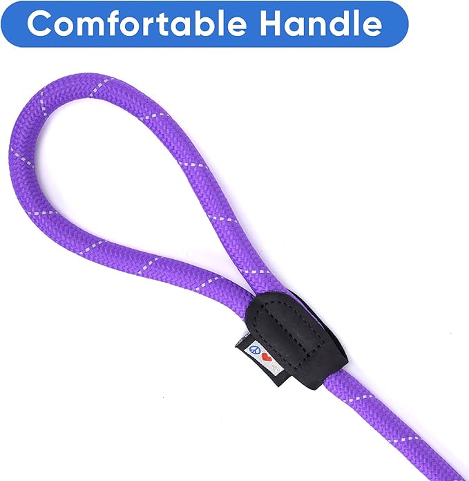 Pawtitas 6FT Training Dog Leash Durable Medium Rope Leash for Dogs Premium Quality Heavy Duty Rope Lead Strong and Comfortable - Purple Puppy Leash