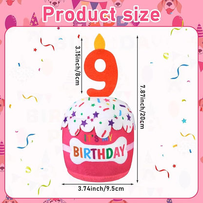 Dog Birthday Cake Toy Accessories for Girl Boy Gifts, Squeaky Plush Toy for Dog Birthday Party Decor Favor for Large, Medium and Small Dogs(9th,Pink)