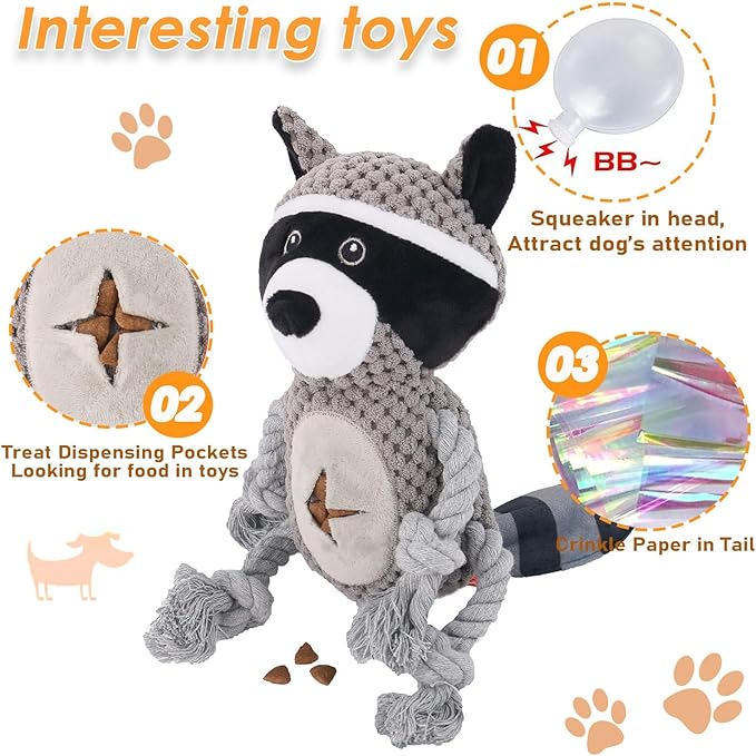 Rope Dog Toys to Keep Them Busy - Tug of War Dog Toys for Boredom Plush Interactive Squeaky Puppy Toys for Small Medium Large Dogs, Birthday Training Gifts