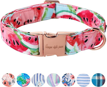 Unique style paws Dog Collar Metal Buckle Watermelon Collar Gift Durable Cute Collar for Small Medium Large Boys Girls Dogs