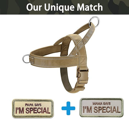 No Pull Dog Harness Brown for Small Medium Large Sized Dog, Reflective Escape Proof Adjustable Dog Harnesses with 2 Patch, M