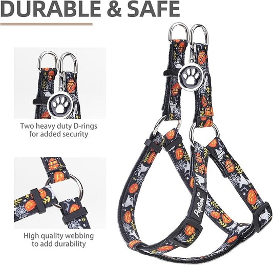 PUPTECK No Pull Dog Harness Soft Adjustable Basic Nylon Step in Puppy Vest Outdoor Walking with ID Tag, Black, S