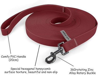 Wolfone 9m Dark Red Heavy Duty Robust Training Dog Leash with Anti-Slip Handle，Waterproof Long Dog Leash for Outdoor Activities