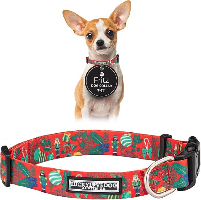 Lucky Love Dog - Adjustable Dog Collar with Easy Click Buckle for Small Ones, Durable, & Comfortable for Male & Female Dogs, Pet Collar for Puppies & Adult Dogs - Fritz, XS
