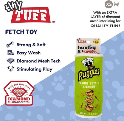 Huxley & Kent Funny Dog Toy w/Squeaker – Power Plush Squeaky Dog Toys for Small Dogs – Durable Small Stuffed Animal for Indoor Play & Fetch - Tiny Tuff Puggles Can