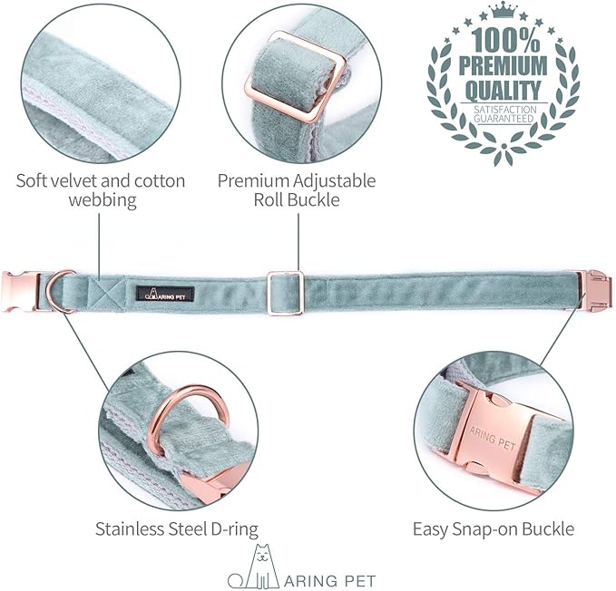 ARING PET Dog Collar and Leash, Velvet Dog Collar and Leash Set, Soft & Comfy, Adjustable Collars for Dogs