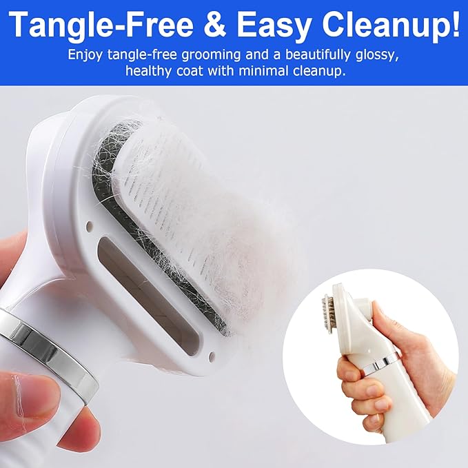 3-in-1 Pet Hair Dryer Brush for Dogs & Cats – Portable Blower & Slicker Brush, Adjustable Temperature, Overheat Protection