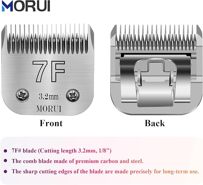 7F Cut Length 1/8"(3.2mm) Detachable Pet Dog Clipper Blades UltraEdge Series Clipper Blades for Dog Grooming Compatible with Most Andis,Oster A5 Wahl KM Series Clippers