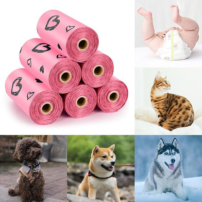 Dog Poop Bag Rolls Pink: 540 Count Dog Waste Bags with Dispenser, Extra Thick Strong Leak proof Poop Bags for Dogs Doggy | Unscented