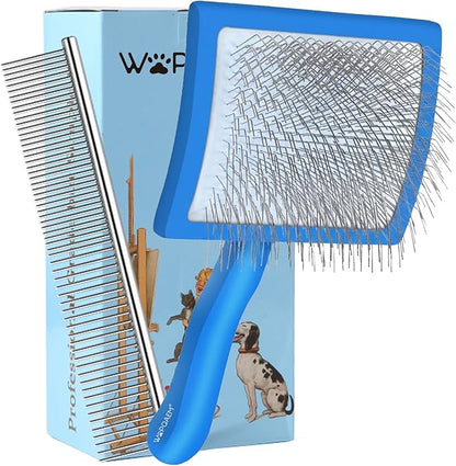 Slicker Brush for Dogs, Large Dog Brush to Long Haired Dogs for Goldendoodles Poodles Doodles Bernedoodles, Long Pin Grooming Kits to Dematting & Reducing Tangles and Fluff, Blue