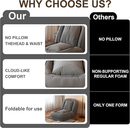 KEIKI Human Dog Bed for Adults, Giant Dog Bed with Adjustable Recliner Function, Foldable Nest Sofa with Pillows for Bedroom or Living Room, Gray