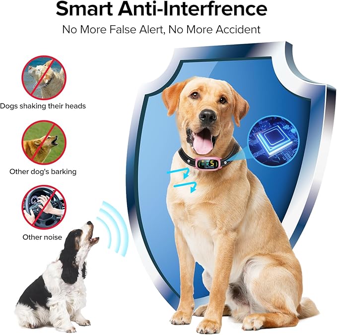 FAFAFROG Dog Bark Collar, Rechargeable Smart Collar, Anti Barking Training Collar with 5 Adjustable Sensitivity Beep Vibration, Bark Collar for Large Medium Small Dogs (Pink)