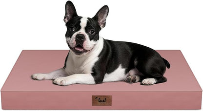 Tail Stories Outdoor Dog Bed for Small Dogs, Waterproof Dog Crate Bed for Medium Dogs Cats, Orthopedic Egg Crate Foam Pet Bed with Washable Removable Oxford Cover, Pink