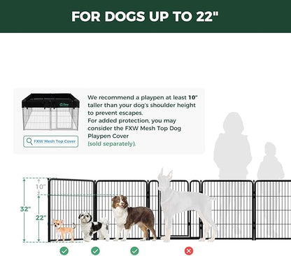 FXW Homeplus Unleashed Indoor Dog Playpen - Stress-Free and Safe Play, Heavy Duty 32 Inch 32 Panels Dog Pen for Small and Medium Dogs, Black│Patented