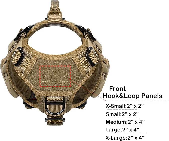 ICEFANG GN3 Tactical Dog Harness with 6X Buckle,Dog Molle Vest with Handle,3/4 Body, Hook and Loop Panel for ID Patch,No Pulling Front Clip (XS (Neck 12"-17"; Chest 17"-23"), Coyote Brown)